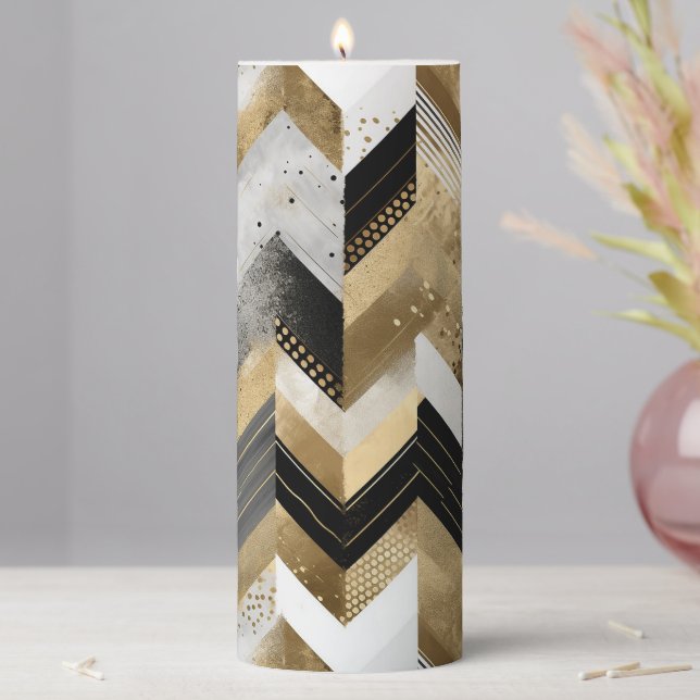 Modern Geometric Pattern Pillar Candle (In Situ)