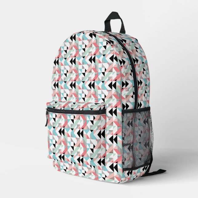 Modern Geometric Pattern Printed Backpack (Back Corner Right)