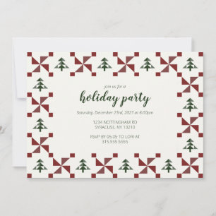 Modern Geometric Pattern Quilt Holiday Party Invitation
