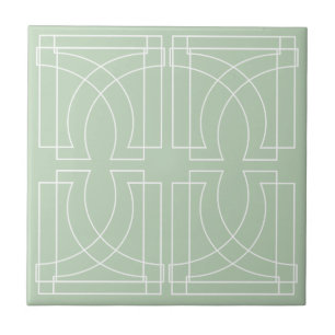 Modern Geometric Pattern Sage Green Ceramic Tile