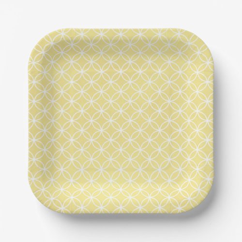 Modern Geometric Pattern Sunny Pastel Yellow Paper Plates