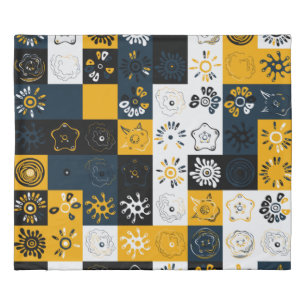 Modern geometric pattern trendy yellow duvet cover