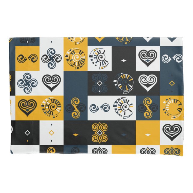 Modern geometric pattern trendy yellow pillow case (Front)