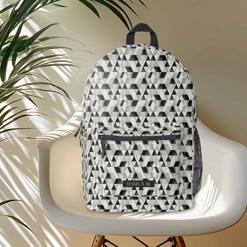 Modern Geometric Pattern with Metallic Accents Printed Backpack