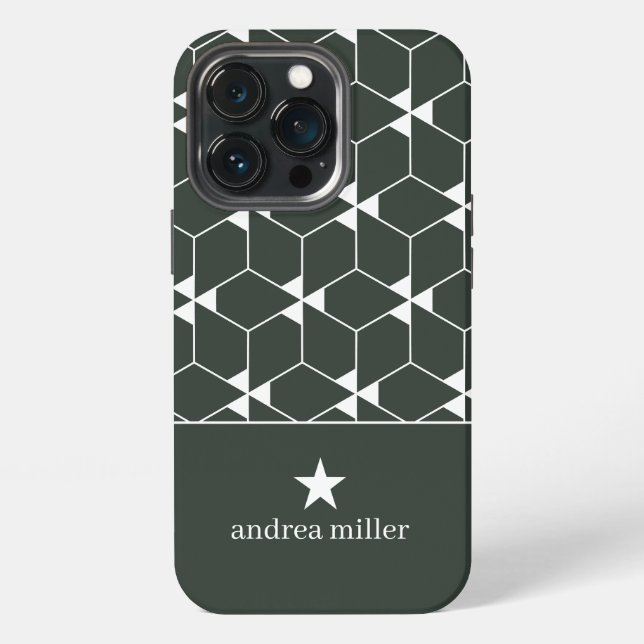Modern geometric pattern with star Monogram Iphone Case (Back)