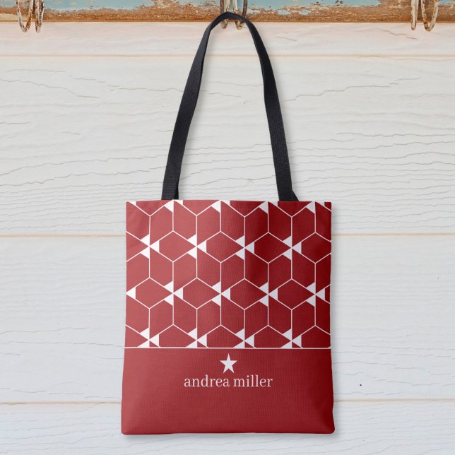 Modern geometric pattern with star Monogram Tote Bag (Creator Uploaded)