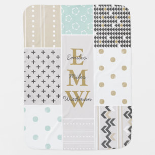 Modern Geometric Patterned Baby Boy Blanket