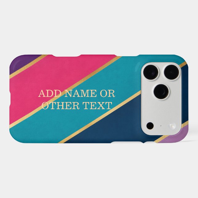 Modern Geometric Personalized Custom Name iPhone Case (Back Horizontal)