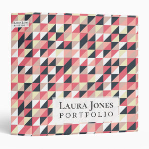 Modern Geometric Personalized Custom Portfolio 3 Ring Binder