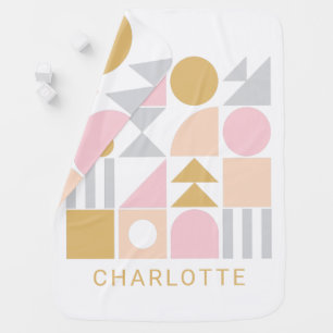 Modern Geometric Personalized Newborn Name Nursery Baby Blanket