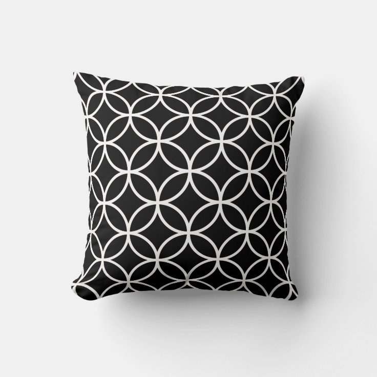 Modern Geometric Pillow in Black and White Zazzle