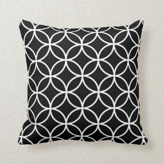 Modern Geometric Pillow in Black and White