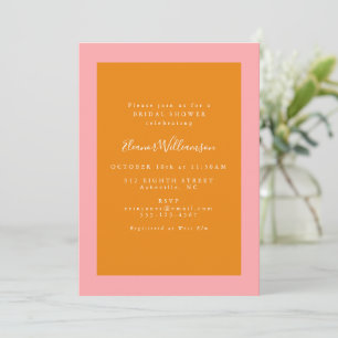 Modern Geometric Pink and Orange Bridal Shower Invitation
