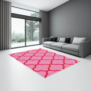  Modern Geometric Pink and Red Quatrefoil Area Rug