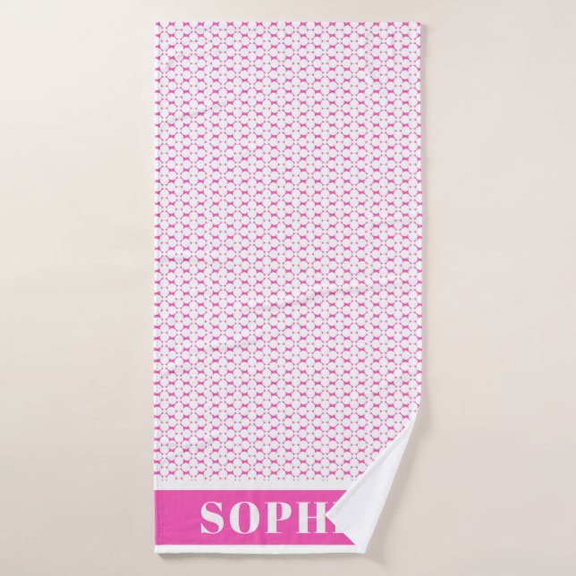 Modern Geometric Pink Circles Baby Kids  Bath Towel (Bath Towel)