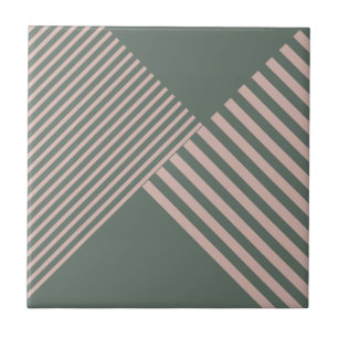 Modern Geometric Pink Diagonal Stripes Slate Gray Ceramic Tile