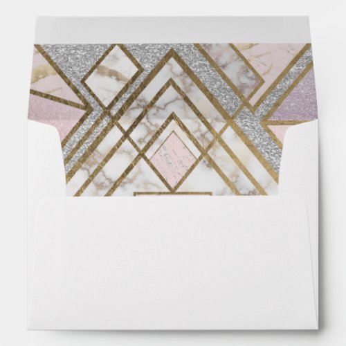 Modern Geometric Pink Gold Silver Glitter Marble Envelope
