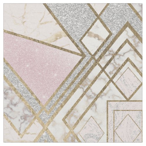 Modern Geometric Pink Gold Silver Glitter Marble Fabric