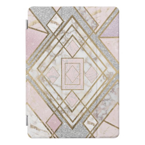 Modern Geometric Pink Gold Silver Glitter Marble iPad Pro Cover