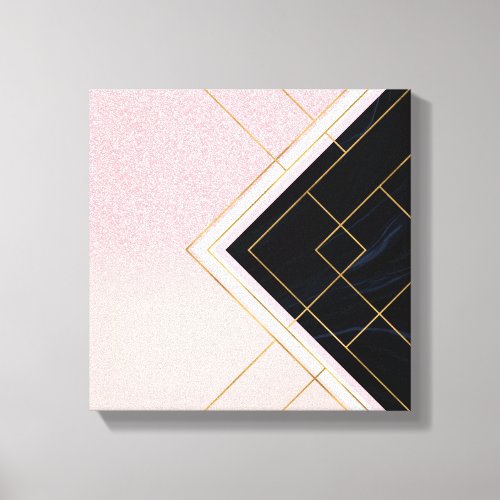 Modern Geometric Pink Gold Strokes Design Canvas Print