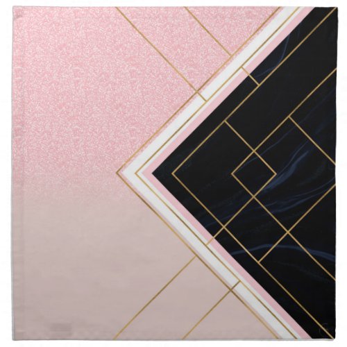 Modern Geometric Pink Gold Strokes Design Cloth Napkin
