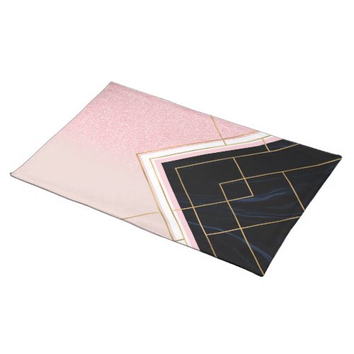 Modern Geometric Pink Gold Strokes Design Cloth Placemat