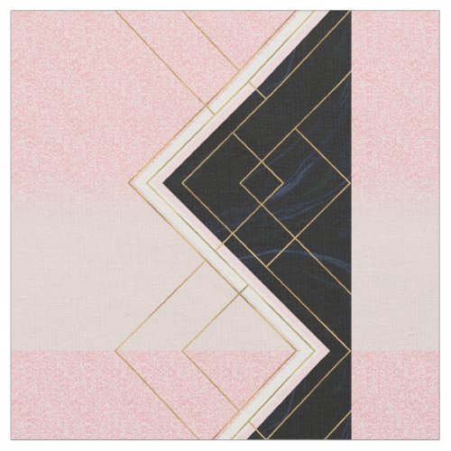 Modern Geometric Pink Gold Strokes Design Fabric