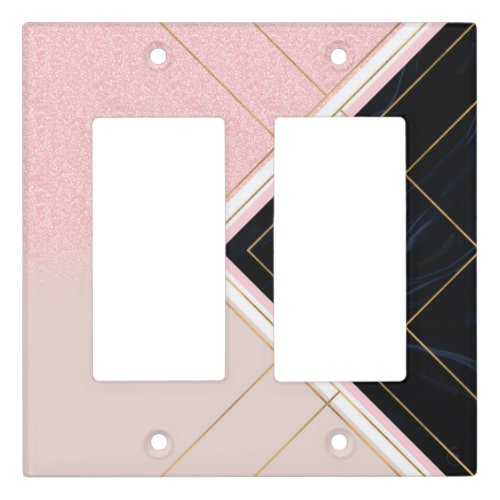 Modern Geometric Pink Gold Strokes Design Light Switch Cover