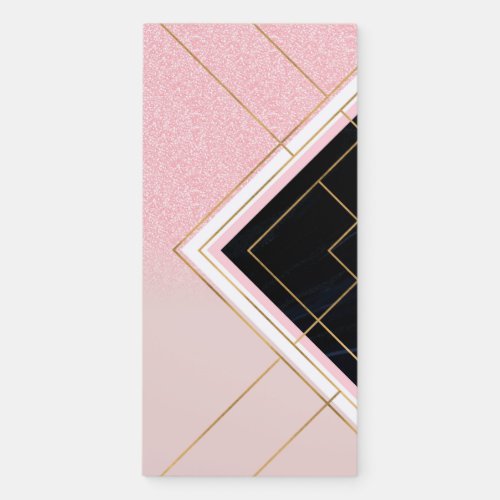 Modern Geometric Pink Gold Strokes Design Magnetic Notepad
