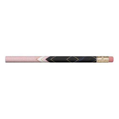 Modern Geometric Pink Gold Strokes Design Pencil