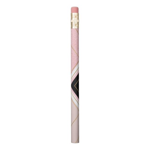 Modern Geometric Pink Gold Strokes Design Pencil