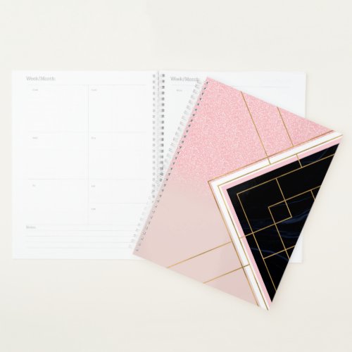 Modern Geometric Pink Gold Strokes Design Planner