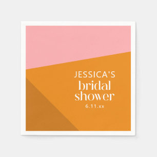 Modern Geometric Pink Orange Custom Bridal Shower Napkins