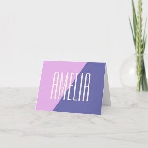 Modern Geometric Pink Purple Personalized Name Note Card