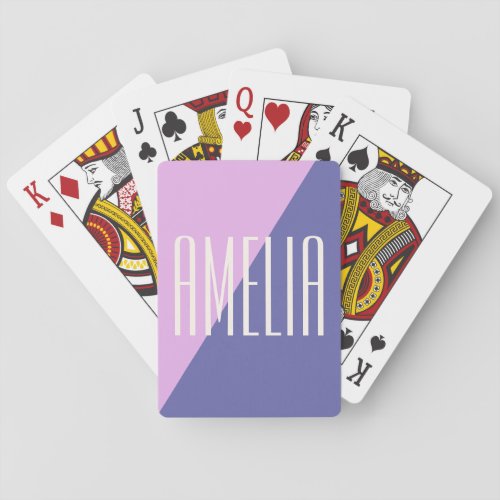 Modern Geometric Pink Purple Personalized Name Poker Cards