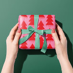 Modern geometric pink red Christmas tree graphic Wrapping Paper<br><div class="desc">Modern geometric modern on trend pink and red Christmas tree bold minimal graphic design</div>