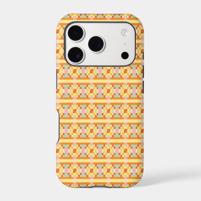 Modern Geometric Pixel Art Seamless Pattern  iPhone Case (Back)