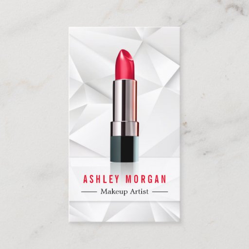 Customizable Modern Geometric Polygon Makeup Artist Lipstick Business Card
