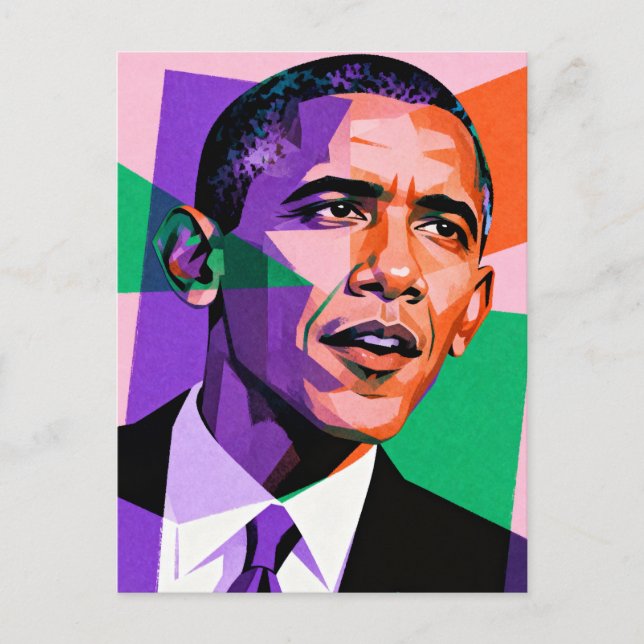 Modern Geometric Portrait of Barack Obama Postcard (Front)