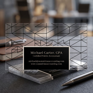 Modern Geometric Professional Design Clear Business Cards
