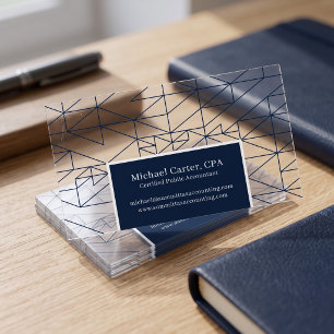 Modern Geometric Professional Design Clear Business Cards