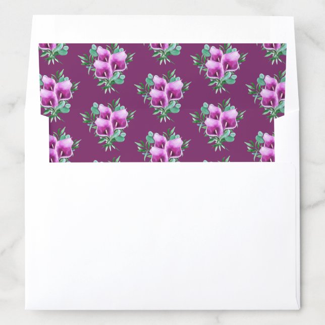 Modern Geometric Purple Calla Lily Wedding Envelope Liner (In Envelope)