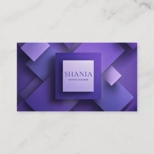 Modern Geometric Purple Glitter Textured Square Business Card
