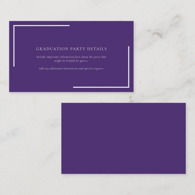 Modern Geometric Purple Graduation Party Enclosure Card (Front/Back)