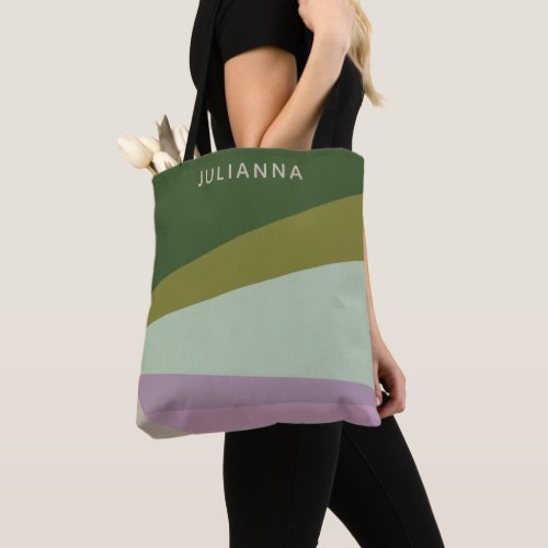 Modern Geometric Purple Green Chic Personalized Tote Bag