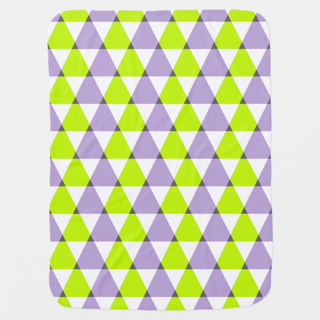 Modern Geometric Purple Green Triangles Pattern Receiving Blanket (Front)