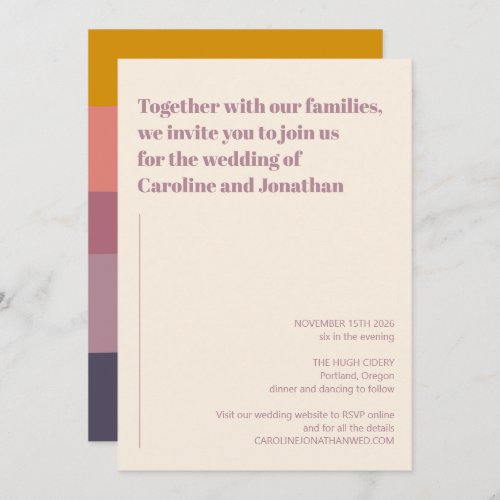 Modern Geometric Purple Mauve Simple Bold Wedding Invitation