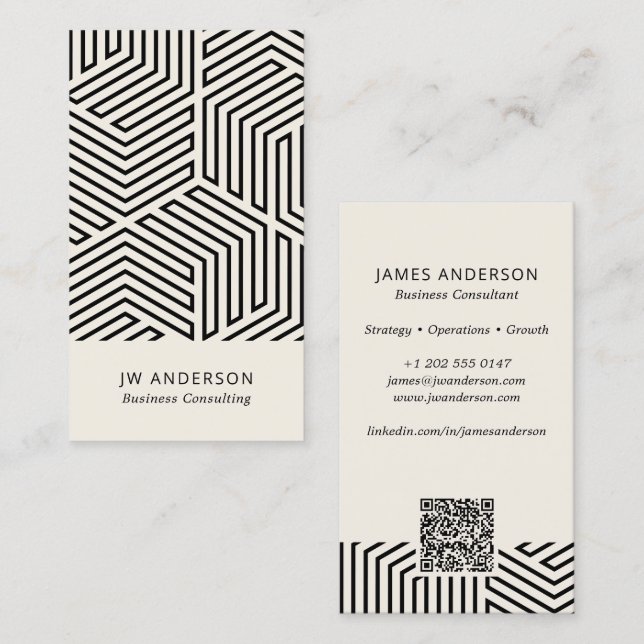 Modern Geometric QR Code Business Card (Front/Back)