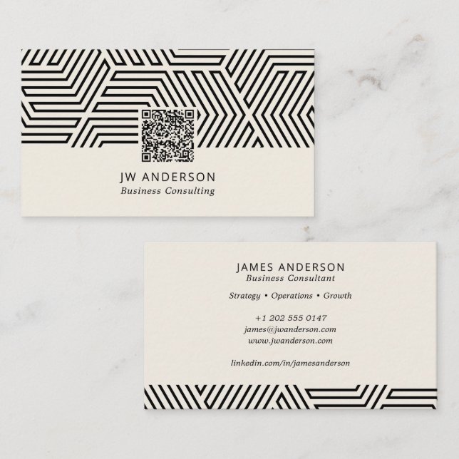 Modern Geometric QR Code Business Card (Front/Back)