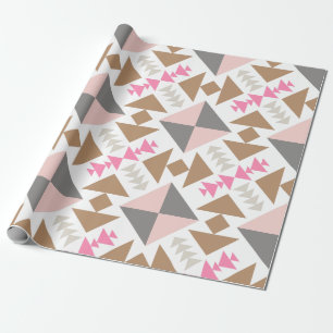 Modern Geometric Quilt Design in Pink and Copper Wrapping Paper